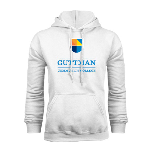 Community College White Fleece Hoodie-Guttman Community College w/ Shield