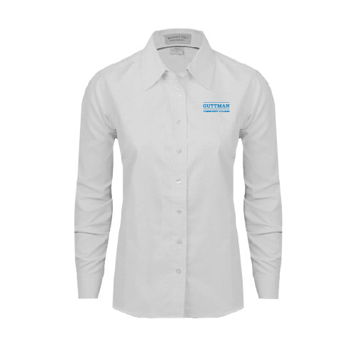 Community College Womens White Oxford Shirt-Guttman Community College Word Mark