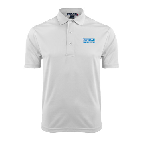 Community College White Dry Mesh Polo-Guttman Community College Word Mark