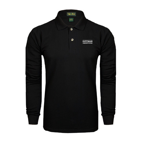 Community College Black Long Sleeve Polo-Guttman Community College Word Mark