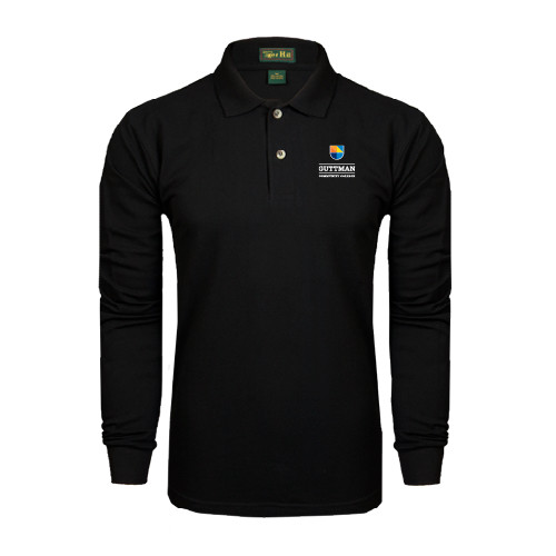 Community College Black Long Sleeve Polo-Guttman Community College w/ Shield