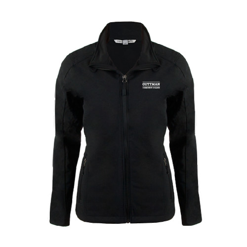 Community College Womens Black Softshell Jacket-Guttman Community College Word Mark