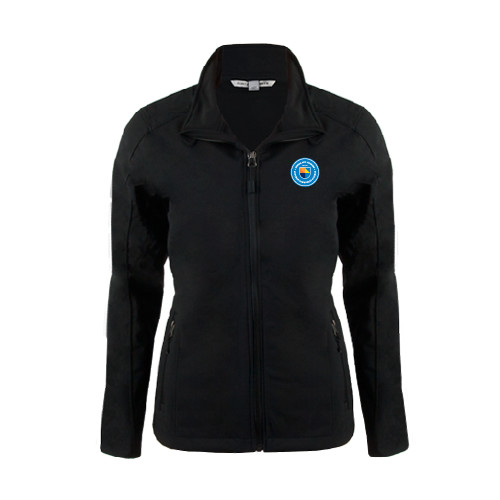 Community College Womens Black Softshell Jacket-Circle Logo