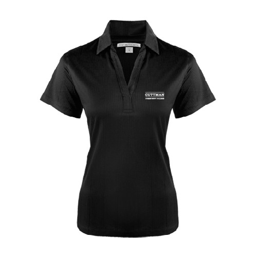 Community College Womens Black Performance Fine Jacquard Polo-Guttman Community College Word Mark