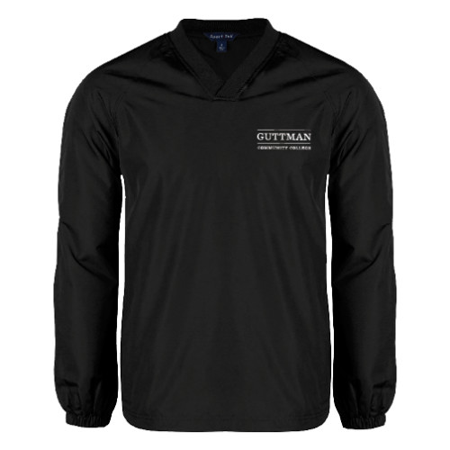 Community College Black V Neck Raglan Windshirt-Guttman Community College Word Mark