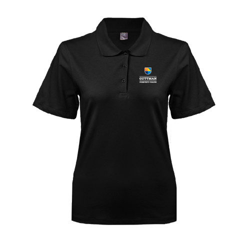 Community College Womens Silk Touch Black Pique Polo-Guttman Community College w/ Shield