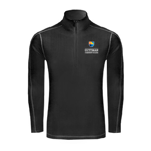 Community College Sport Tek Black Sport Wick Stretch 1/2 Zip Pullover-Guttman Community College w/ Shield