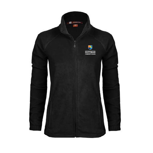 Community College Womens Black Fleece Full Zip Jacket-Guttman Community College w/ Shield