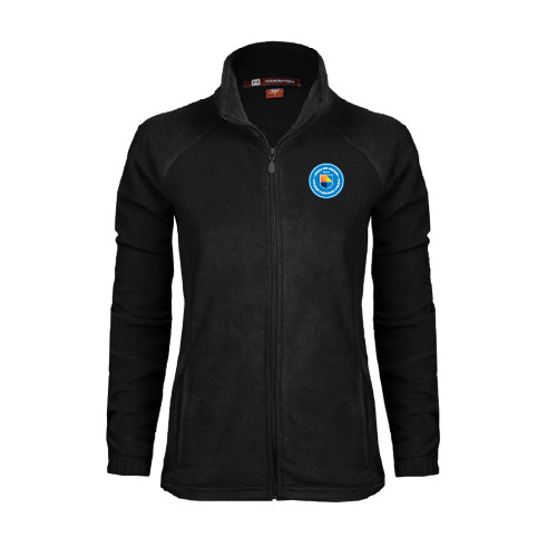 Community College Womens Black Fleece Full Zip Jacket-Circle Logo