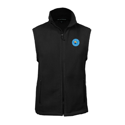 Community College Black Fleece Full Zip Vest-Circle Logo