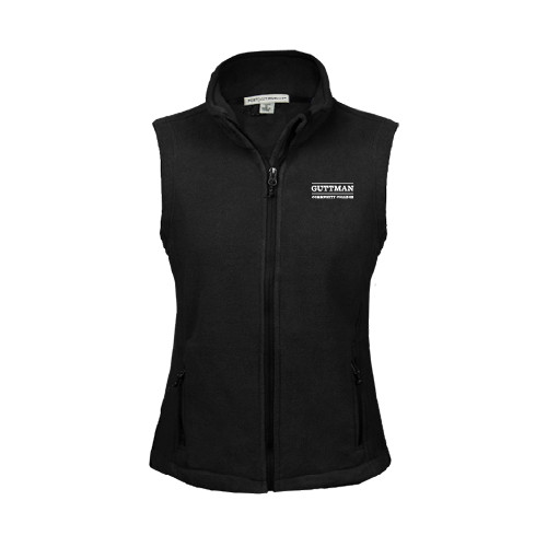 Community College Womens Black Fleece Full Zip Vest-Guttman Community College Word Mark