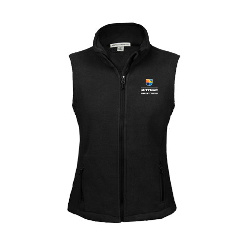 Community College Womens Black Fleece Full Zip Vest-Guttman Community College w/ Shield