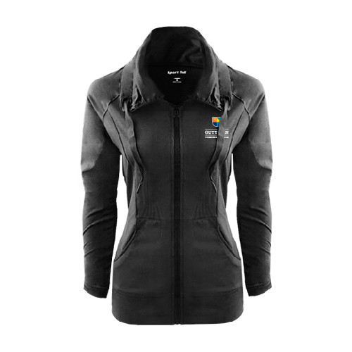 Community College Womens Black Sport Wick Stretch Full Zip Jacket-Guttman Community College w/ Shield