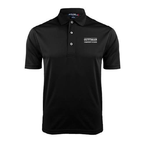 Community College Black Dry Mesh Polo-Guttman Community College Word Mark