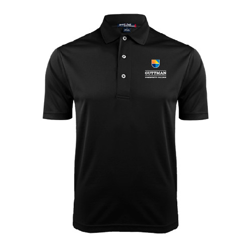 Community College Black Dry Mesh Polo-Guttman Community College w/ Shield