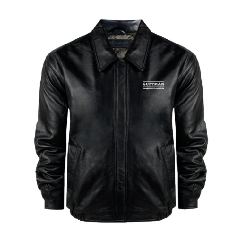 Community College Black Buffed Bomber Jacket-Guttman Community College Word Mark