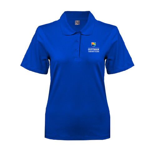 Community College Womens Silk Touch Royal Pique Polo-Guttman Community College w/ Shield