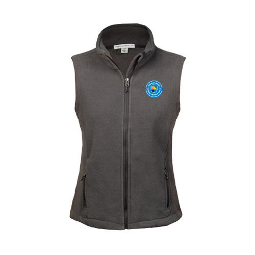 Community College Womens Charcoal Fleece Full Zip Vest-Circle Logo