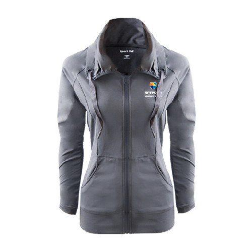 Community College Womens Charcoal Sport Wick Stretch Full Zip Jacket-Guttman Community College w/ Shield