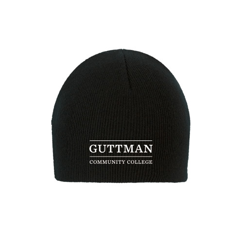 Community College Black Knit Beanie-Guttman Community College Word Mark
