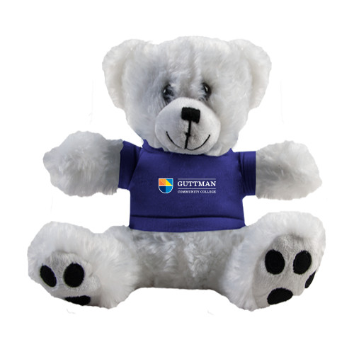 Community College Plush Big Paw 8 1/2 inch White Bear w/Royal Shirt-Guttman Community College Word Mark