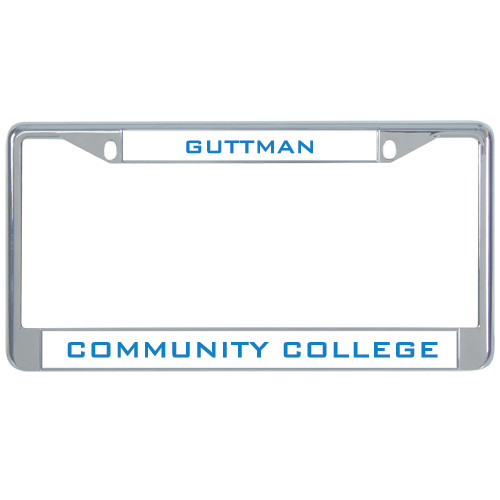 Community College Metal License Plate Frame in Chrome-Guttman Community College