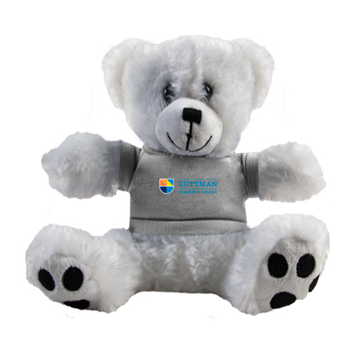 Community College Plush Big Paw 8 1/2 inch White Bear w/Grey Shirt-Guttman Community College Word Mark