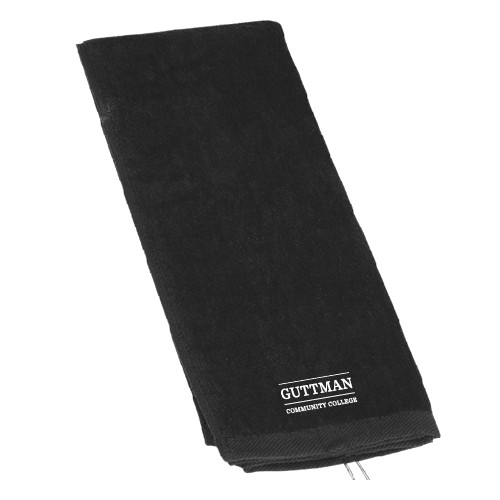 Black Golf Towel-Guttman Community College Word Mark