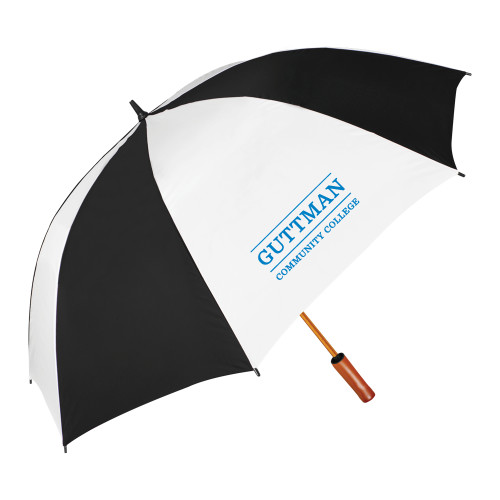 Community College 64 Inch Black/White Umbrella-Guttman Community College Word Mark