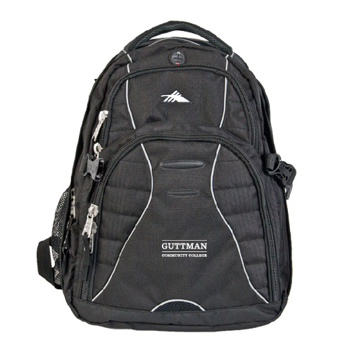 Community College High Sierra Black Swerve Computer Backpack-Guttman Community College Word Mark