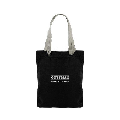 Community College Allie Black Canvas Tote-Guttman Community College Word Mark