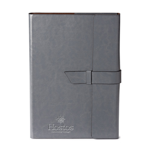 Community College Fabrizio Grey Portfolio w/Loop Closure-Hostos Community College w/Sun Stacked Engraved