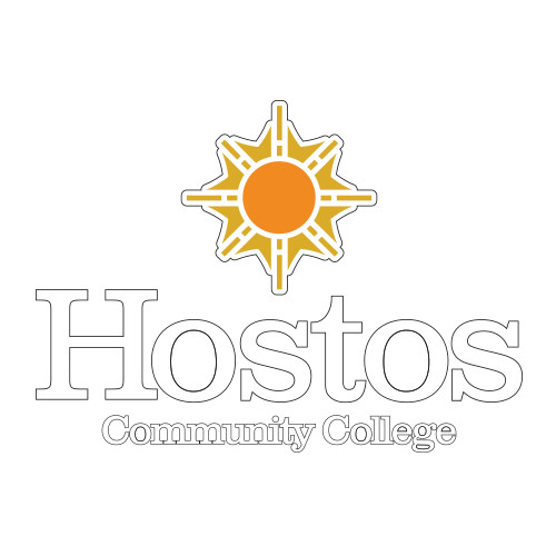 Community College Medium Decal-Hostos Community College w/Sun Stacked, 8 inches wide