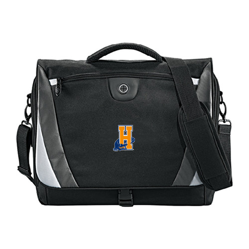 Community College Black/Grey Slope Computer Messenger Bag-Hostos H w/Alligator