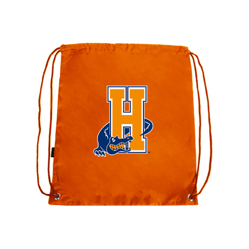 Community College Orange Drawstring Backpack-Hostos H w/Alligator