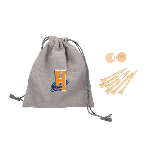 Bamboo Golf Tee Set w/ Grey Recycled Pouch-Hostos H w/Alligator