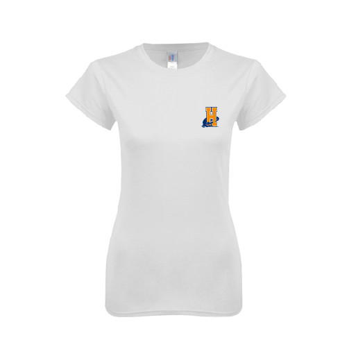 Community College Next Level Womens White Boyfriend Tee-Hostos H w/Alligator