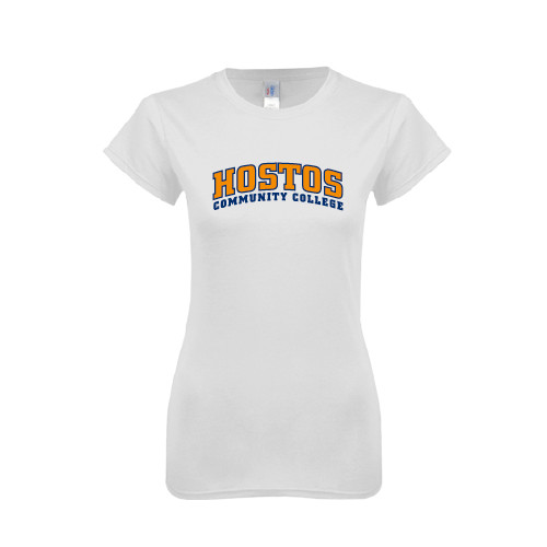 Community College Next Level Womens White Boyfriend Tee-Hostos Community College Arch