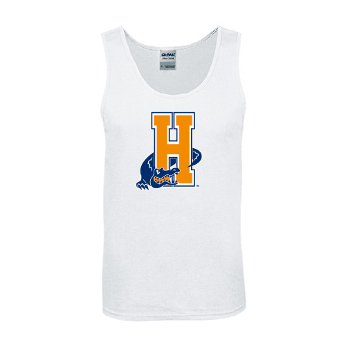 Community College White Tank Top-Hostos H w/Alligator