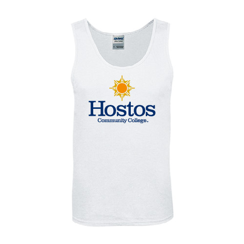 Community College White Tank Top-Hostos Community College w/Sun