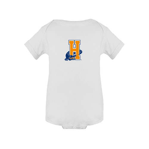 Community College White Infant Onesie-Hostos H w/Alligator
