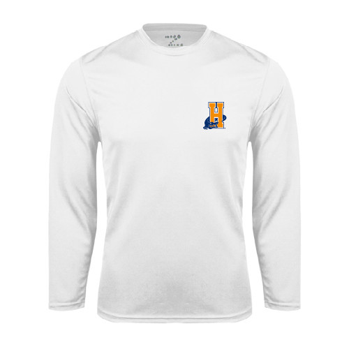 Community College White Performance Long Sleeve Shirt-Hostos H w/Alligator