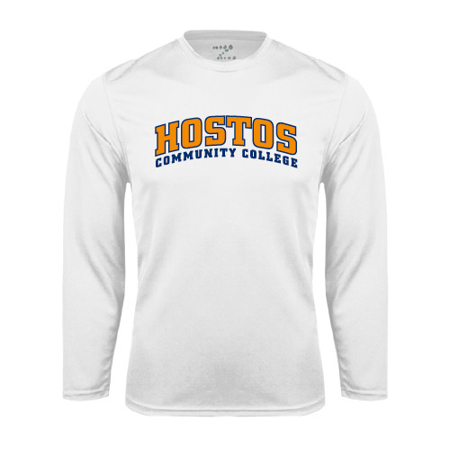 Community College White Performance Long Sleeve Shirt-Hostos Community College Arch