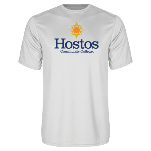 Community College White Performance Tee-Hostos Community College w/Sun