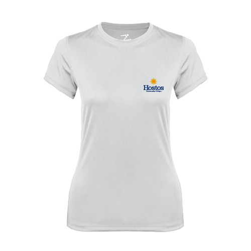 Community College Womens White Performance Tee-Hostos Community College w/Sun