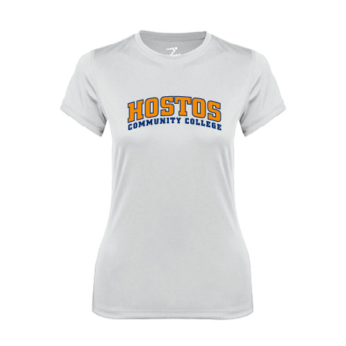 Community College Womens White Performance Tee-Hostos Community College Arch