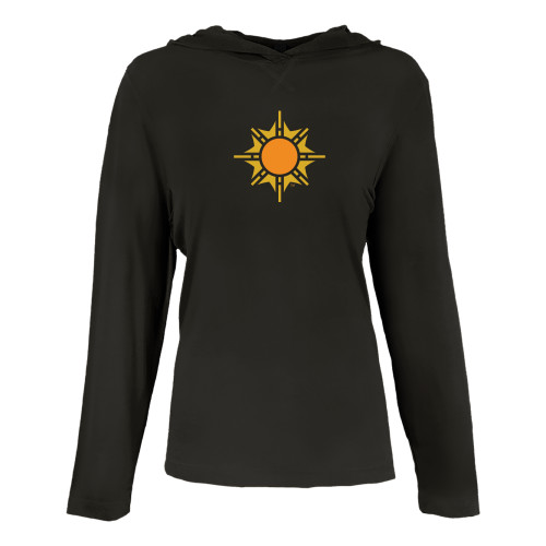 Womens Black Long Sleeve Hooded Tee-Hostos Sun