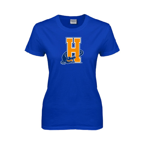 Community College Womens Royal Short Sleeve Tee-Hostos H w/Alligator