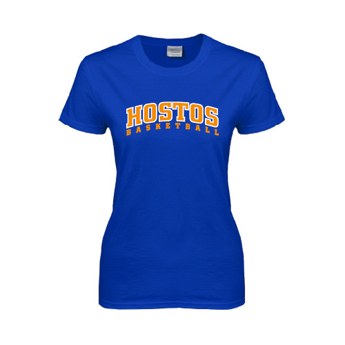 Community College Womens Royal Short Sleeve Tee-Hostos Basketball Arch