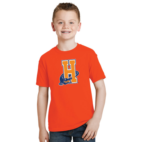 Youth Orange T Shirt-Hostos H w/Alligator